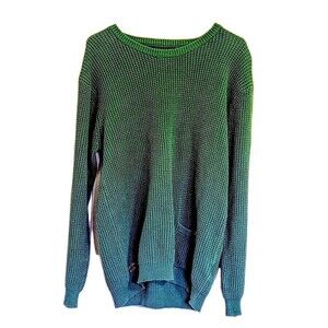Valiant Clothing Vintage Cotton Waffle Knit Tunic Sweater Large Green
